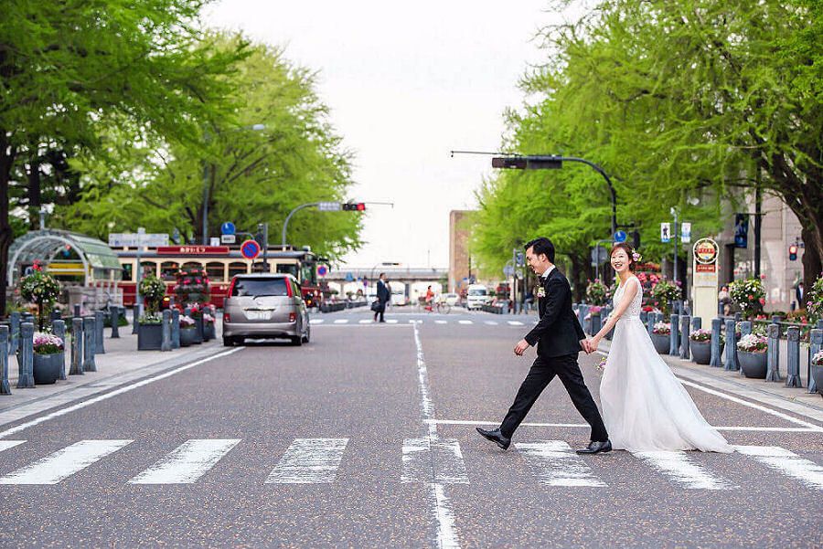 みなとみらいで歩く前撮りショット